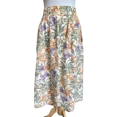Vtg Norton McNaughton Cotton Floral Cottagecore Prairie Long Skirt Women's 16 - Image 1 of 4