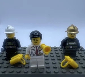 LEGO City Lot of 3 Firefighter Minifigures With Oxygen Tanks - Picture 1 of 6