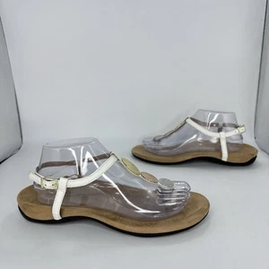 Vionic Lizbeth Leather Sandal Metal Women 9 US White - Picture 1 of 10