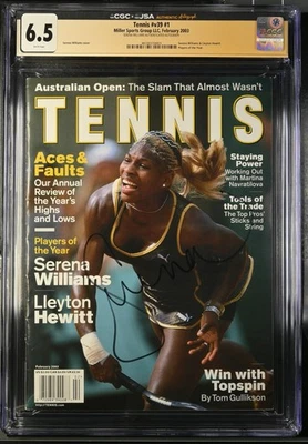 SERENA WILLIAMS SIGNED FEBRUARY 2003 TENNIS #V39 MAGAZINE AUTOGRAPH CGC/JSA - Image 1 of 2