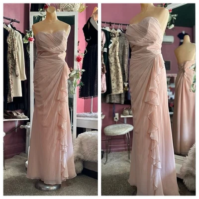 Maxi Vestido Formal Rosa Drapeado Mori Lee Casi Recién Casado Dama de honor S/M Foto 1 de 4