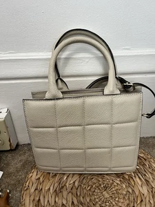 Vintage Italian Leather Crossbody Bag Taupe Small Made In Italy Detachable Strap - Picture 1 of 9