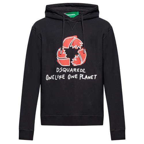 Felpa nera con cappuccio Dsquared2 One Life one Planet
