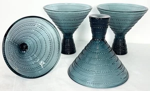 Jupiter by Fortessa Beaded Hobnail Martini Glasses Set of 4 - Storm Gray - Picture 1 of 5