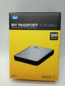 WD My Passport for Mac 500GB External USB 3.0 Portable Hard Drive - Silver NEW - Picture 1 of 3