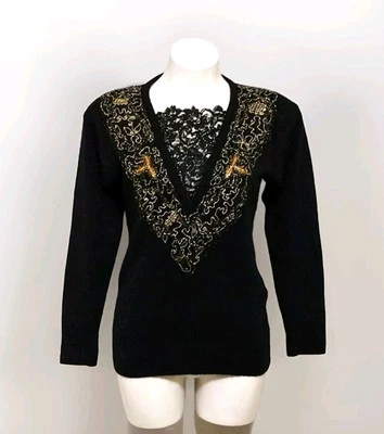 Michelle Stuart Vintage Lambswool Angora Rabbit Hair Blend Fuzzy Mohair Top US 4 - Image 1 of 4