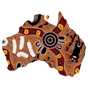 FRIDGE MAGNET - MAP - MADE IN AUSTRALIA - ABORIGINAL ART - BUSH TUCKER TAN - Imagen 1 de 2