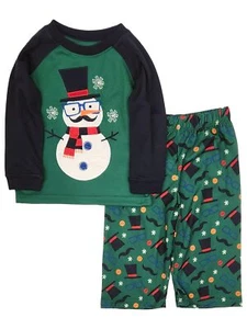 Infant Boys Green Lightweight Snowman Christmas Holiday Pajamas - Picture 1 of 1
