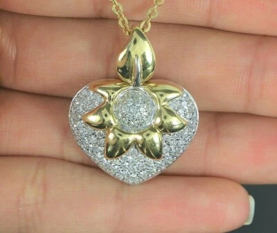 $7500 Chimento 1.52ct Pave Diamond 18K Yellow White Gold Sunflower Heart Pendant - Image 1 of 4
