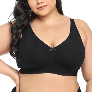 sheroine  Cotton Wirefree Plus Size Unlined Bra Full Coverage Non-Padded 44DDD - Picture 1 of 6