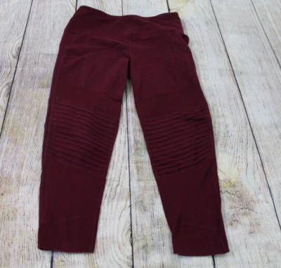 Reebok Maroon Red Ribbed Textured Legging Yoga Fitness Pants Women's Large - Image 1 of 4