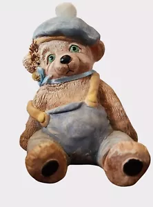 Vintage 1995 Cast Art Chalkware Teddybär Figur signiert Kristin 4,75" groß - Bild 1 von 6