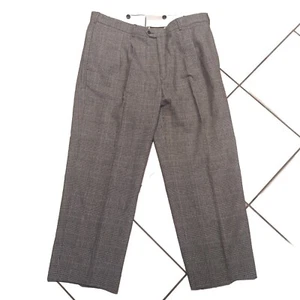 THE J PETERMAN COMPANY Pants Mens 40 Wool Tweed Herringbone Pleated Black White - Picture 1 of 8