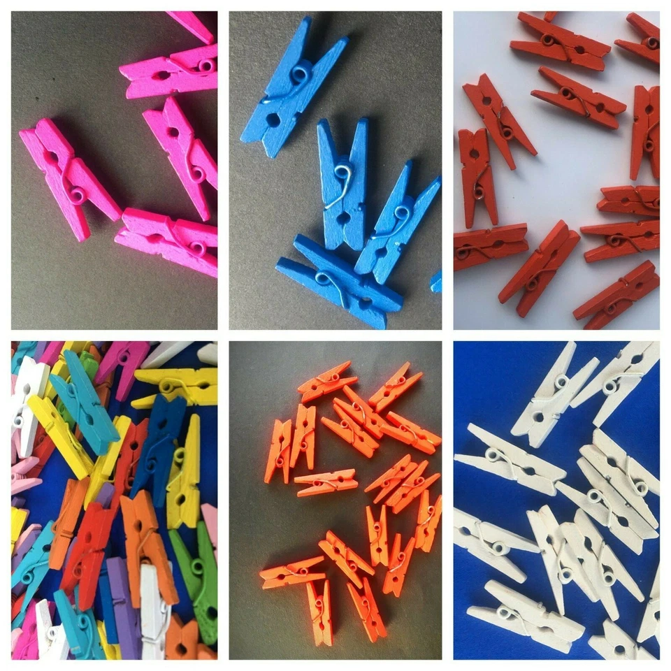 Mini bunte natürliche Holzklammern Fotoclip Wäscheklammer Clips Holz Klammern - Bild 1 von 1