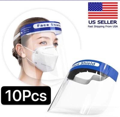 10pcs Safety Full Face Shield Reusable Washable Face Mask Protection Cover Face - Image 1 of 4