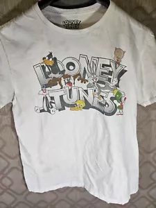 Looney Tunes - White T-Shirt - Large Front Logo - Size Youth Large - Picture 1 of 5
