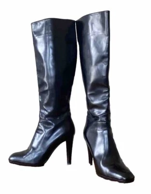 Jil Sander Hecho en Italia Botas Altas Cuero Negro Talla EU 37 / US 6 1/2 Usadas Foto 1 de 4