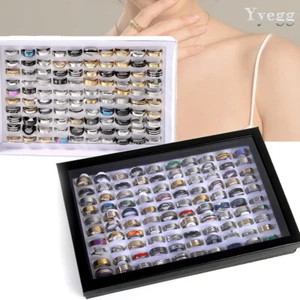 100 Piece MIX LOT Stainless Steel Rings Wholesale Men Women Fashion Jewelry Gift - Picture 1 of 16