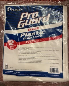 Premier Pro Guard Heavy Duty 2MIL 9’ X 12’ Clear Plastic Drop Cloth - Picture 1 of 1