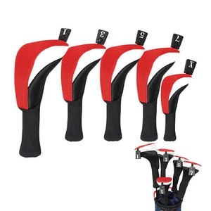 5PCS Golf Club Head Covers Woods Driver Fairway Hybrid with 1 3 5 7 X Number Tag - Picture 1 of 18