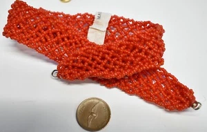 VINTAGE RED GLASS SEED BEAD NECKLACE ITALY BEADS FLAT no clasp *7/8 in wide - Picture 1 of 2