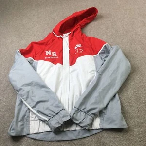 Nike Youth Kids Jacket Gray Red Small RN 32 Basketball Windbreaker Zip Boys 0349 - Picture 1 of 12