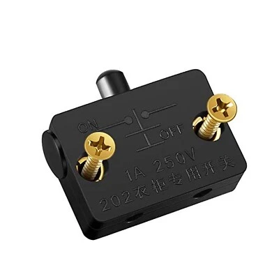 1A 250V Cupboard Door Drawer Light 1 way Switch Push button Auto Control Black - Image 1 of 4