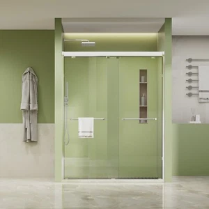 KPUY 56" - 60" x 76" Framed Both Sliding Shower Door 1/4" Tempered Glass 6mm - Picture 1 of 7
