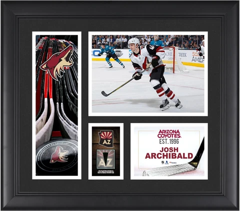 Josh Archibald Arizona Coyotes Framed 15x17 Collage & Piece of GU Puck Cover