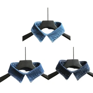 Unisex Vintage Washed Blue Fake Collar Lapel Choker Necklace Short Dickey - Picture 1 of 10