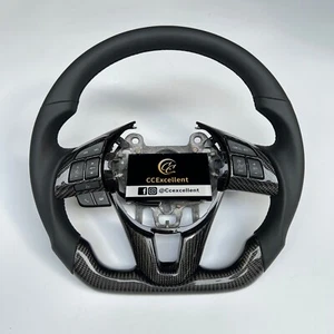 For 2013-2016 Mazda 3 2 Axela CX-5 CX-3 MX5 Carbon Fiber Leather Steering Wheel - Picture 1 of 9