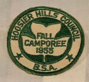 1955 Hoosier Hills Council Fall Camporee Patch Twill Embroidery Boy Scout BSA - Picture 1 of 2