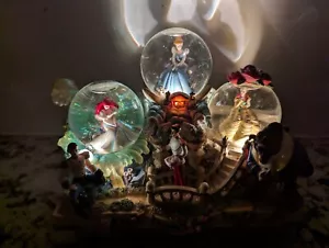 Disney Princess Fairy Tales Musical Box Snow Globe Ariel Belle Cinderella Light - Picture 1 of 12