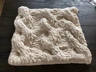 Pottery Barn Plush Colossal Handknit Pillow Cover 24” bisque neutral NEW cozy - Image 1 of 4
