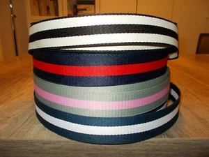 1Meter Gurtband 38mm mit Streifen Multicolour Taschenband Polycotton 4 Farben - Picture 1 of 5