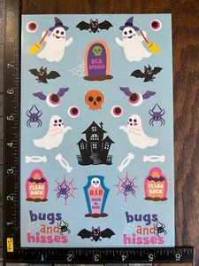 HALLOWEEN, FANTASMAS, MURCIÉLAGOS, ARAÑAS, CALAVERAS, UNA HOJA HERMOSAS PEGATINAS #HALL05 - Imagen 1 de 2