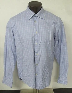 EGARA SLIM FIT Cotton L/S Button Front Spread Blue Dress Shirt XL 17-17 1/2 - Bild 1 von 4