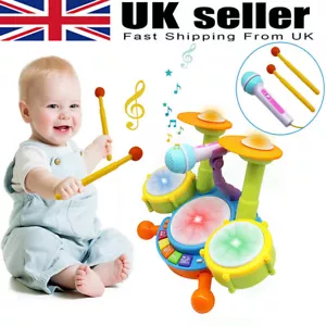 Kids Drum Kit Baby Toddlers Children Musical Toy Gifts with Mic and Instruments - Picture 1 of 12