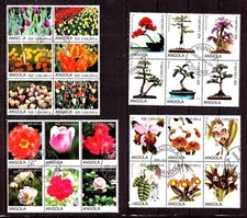 ZYBL C19 ANGOLA: 4 blocks of 6T.: crop flowers, roses, orchids, tulips