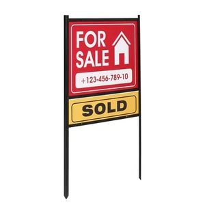 Letrero de patio de bienes raíces agente de bienes raíces en venta letrero de patio letrero de casa abierta 42" metal negro - Imagen 1 de 10