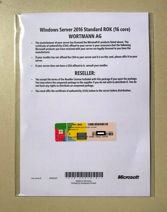 MS Windows Server 2016 Standard OEM Vollversion 16Core neu - Bild 1 von 1