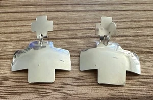 Signierte JAMES REID Santa Fe New Mexico JR LTD 925 Sterling geätztes Kreuz Ohrringe - Bild 1 von 8
