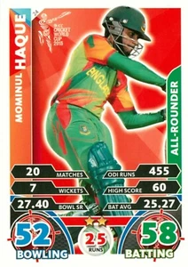 2015 BANGLADESH Cricket Card MOMINUL HAQUE World Cup - Picture 1 of 2