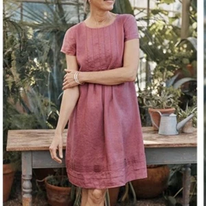 J.Jill Love Linen Short Sleeve Pintuck Pink Dress Small - Picture 1 of 5