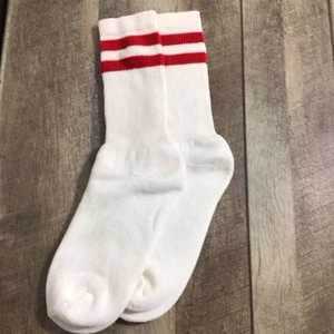 Vintage Retro Classic Red Striped Crew Socks ~ ISSUES - Picture 1 of 7