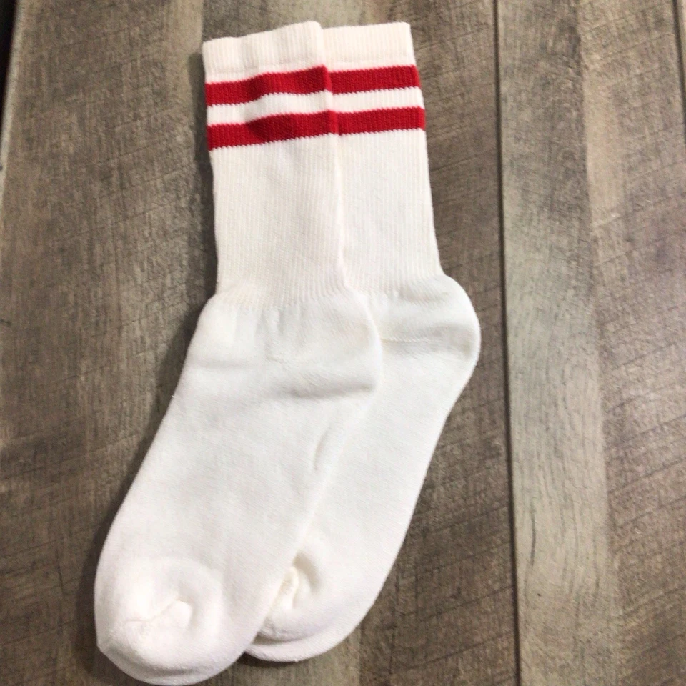 Vintage Retro Classic Red Striped Crew Socks ~ ISSUES - Image 1 of 4