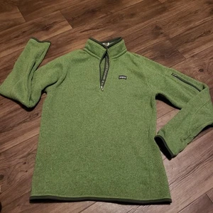 Maglione donna PATAGONIA verde 1/4 zip pullover taglia Lg - Foto 1 di 6