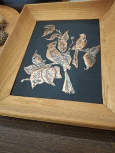 Vintage Coper Wall Art Hand Hammered Of Cardinals - Picture 1 of 1