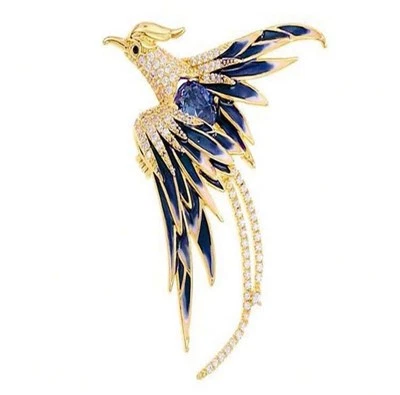 Broche prendedor azul de moda cristal Phoenix exquisito moda pájaro hombres ramillete Foto 1 de 3
