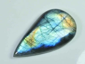 27X50MM Multi Fire Labradorite Pear Cabochon Loose Natural Gemstone 91Cts. b384 - Bild 1 von 9
